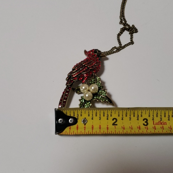 Bronze Tone Cardinal Brooch / Pin with Chain - Picture 7 of 7